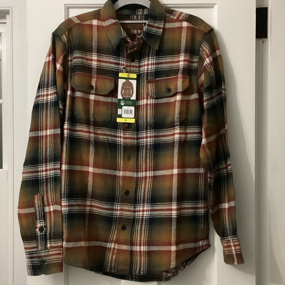 Orvis Men's Plaid Casual Button Down Shirt - Brown, Black, White